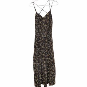 Frank & Oak Black Floral Flowy Wide Leg Jumper